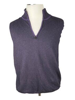 Alan Flusser Mens Purple Sleeveless 1/4 Zip Sweater Vest XL Cotton Blend